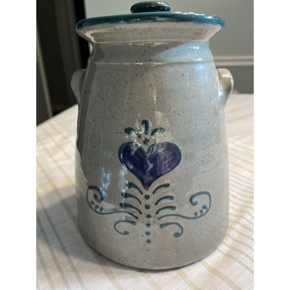 Great Bay Pottery Salt Glaze Crock Canister Bean Pot with Lid USA - Picture 2 of 12